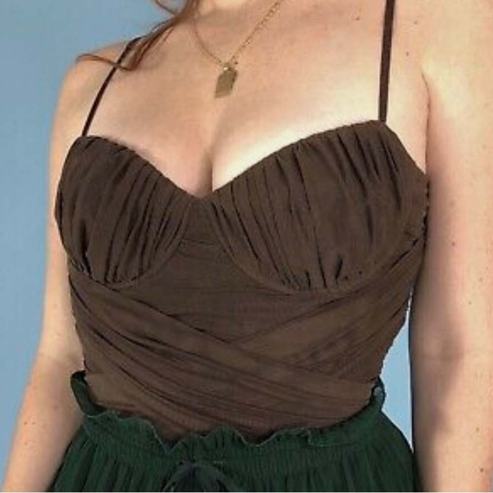 BCBG MAXAZRIA BROWN CORSET TOP